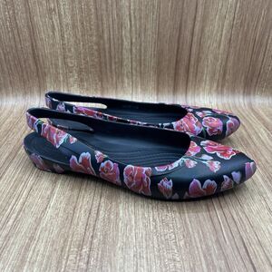Crocs Eve Floral Black Pink Sling back Women’s Size 10